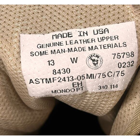 UFCW Vibram Military Combat Tactical Boots Mens 13 W Leather Desert Tan USA Army - Picture 7 of 7